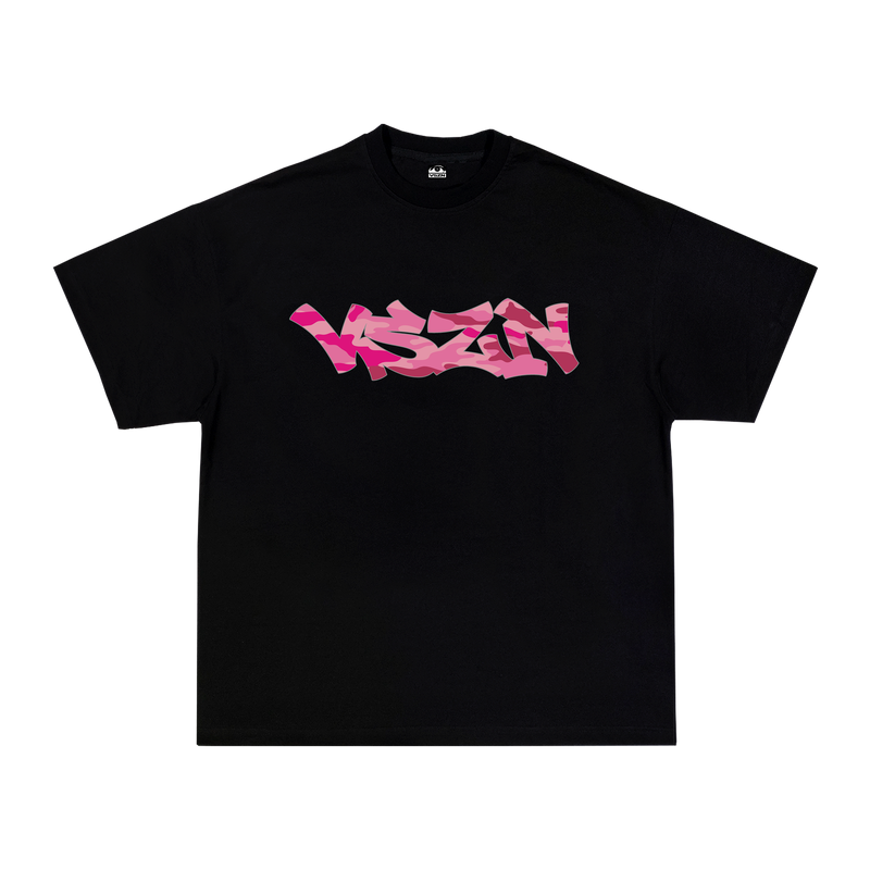 PINK CAMO TEE - BLACK