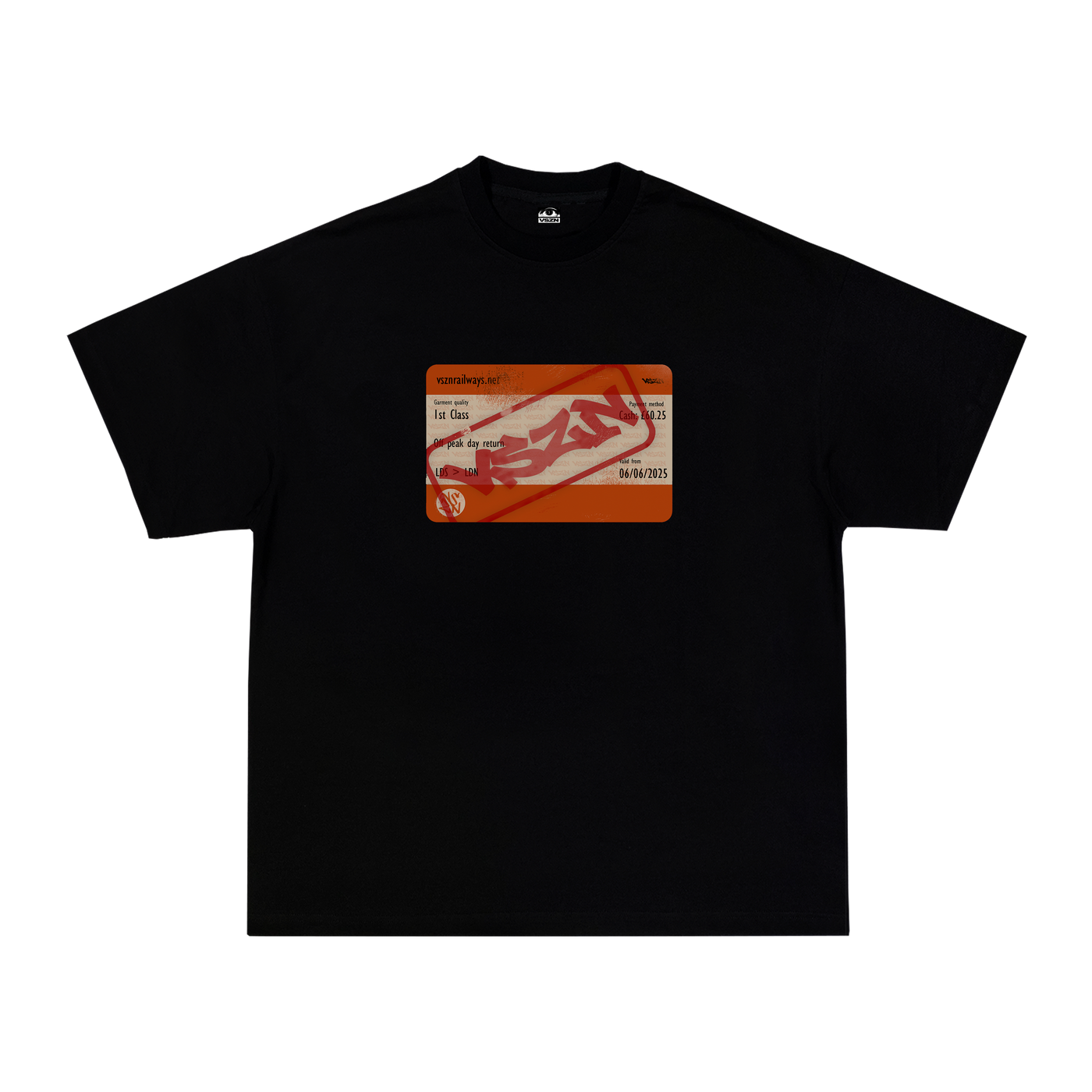 TRAIN TICKET TEE - BLACK