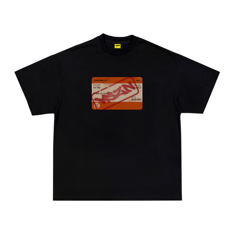 TRAIN TICKET TEE - BLACK