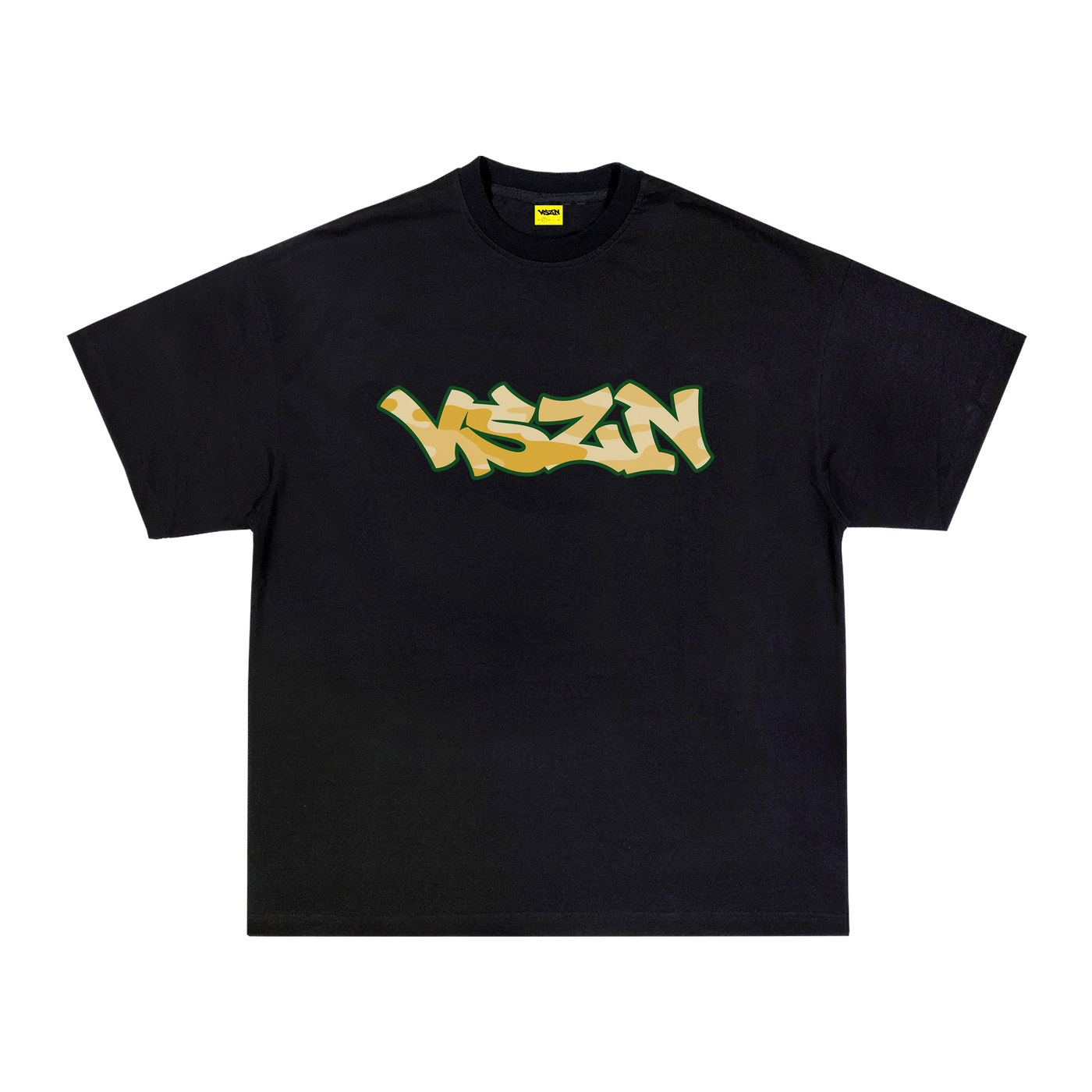 YELLOW CAMO TEE - BLACK