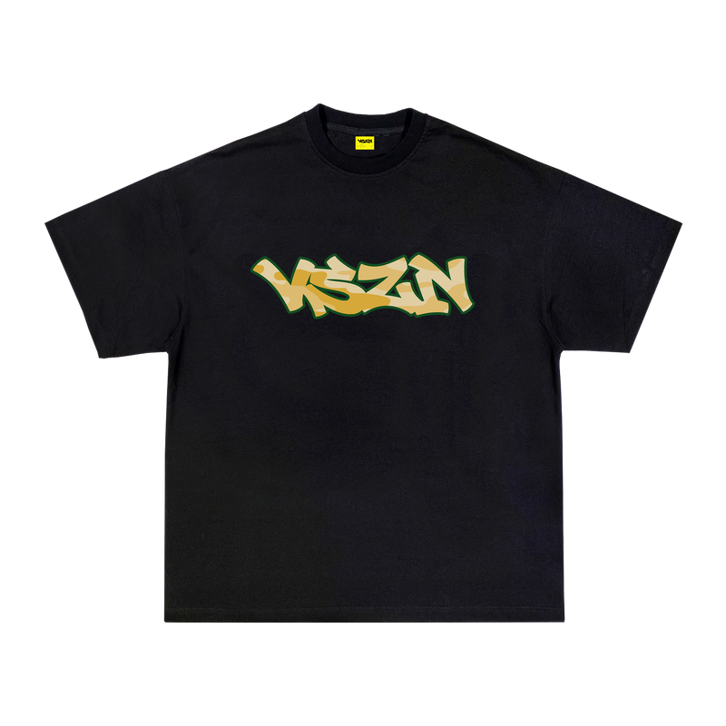 YELLOW CAMO TEE - BLACK